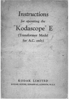 Kodak Kodascope E manual. Camera Instructions.